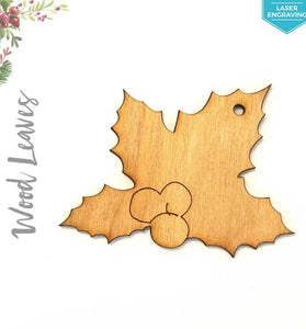 Laser Engraving Wood Christmas Ornaments Leaves