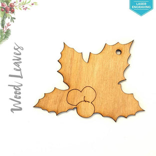 Laser Engraving Wood Christmas Ornaments Leaves