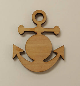 Wood Ornaments Anchor Optional Hole (Unit.Price)