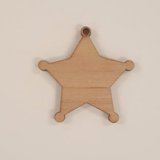 Wood Ornaments Sheriff Optional Hole (Unit.Price)