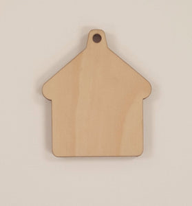 Wood Ornaments House Optional Hole (Unit.Price)