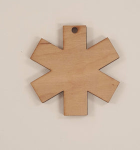 Wood Ornaments Paramedic Symbol Optional Hole (Unit.Price)