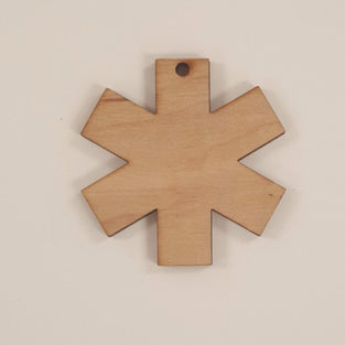 Wood Ornaments Paramedic Symbol Optional Hole (Unit.Price)