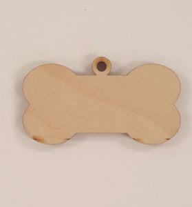 Wood Ornaments Dog Bone Optional Hole (Unit.Price)