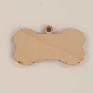 Wood Ornaments Dog Bone Optional Hole (Unit.Price)
