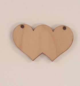 Wood Ornaments Double Heart Optional Holes (Unit.Price)