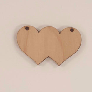 Wood Ornaments Double Heart Optional Holes (Unit.Price)