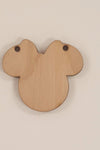 Wood Ornaments Mouse Head with Ribbon Optional Holes (Unit.Price)
