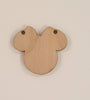 Wood Ornaments Mouse Head with Ribbon Optional Holes (Unit.Price)