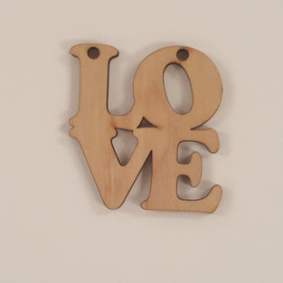 Wood Ornaments Love Optional Holes (Unit.Price)