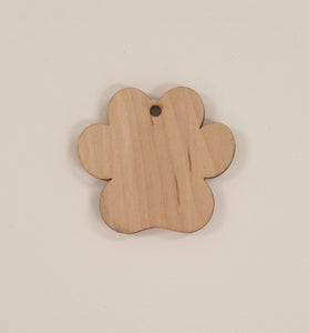 Wood Ornaments Paw Print Optional Hole (Unit.Price)