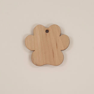 Wood Ornaments Paw Print Optional Hole (Unit.Price)