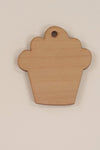 Wood Ornaments Cupcake Optional Hole (Unit.Price)