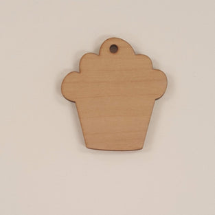 Wood Ornaments Cupcake Optional Hole (Unit.Price)