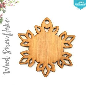 Laser Engraving Wood Christmas Ornaments Snowflake