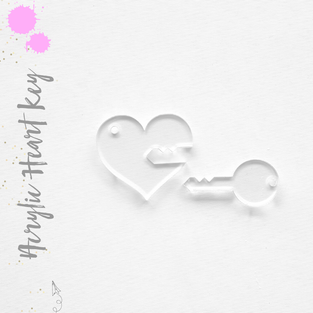Acrylic Keychains Heart with Key