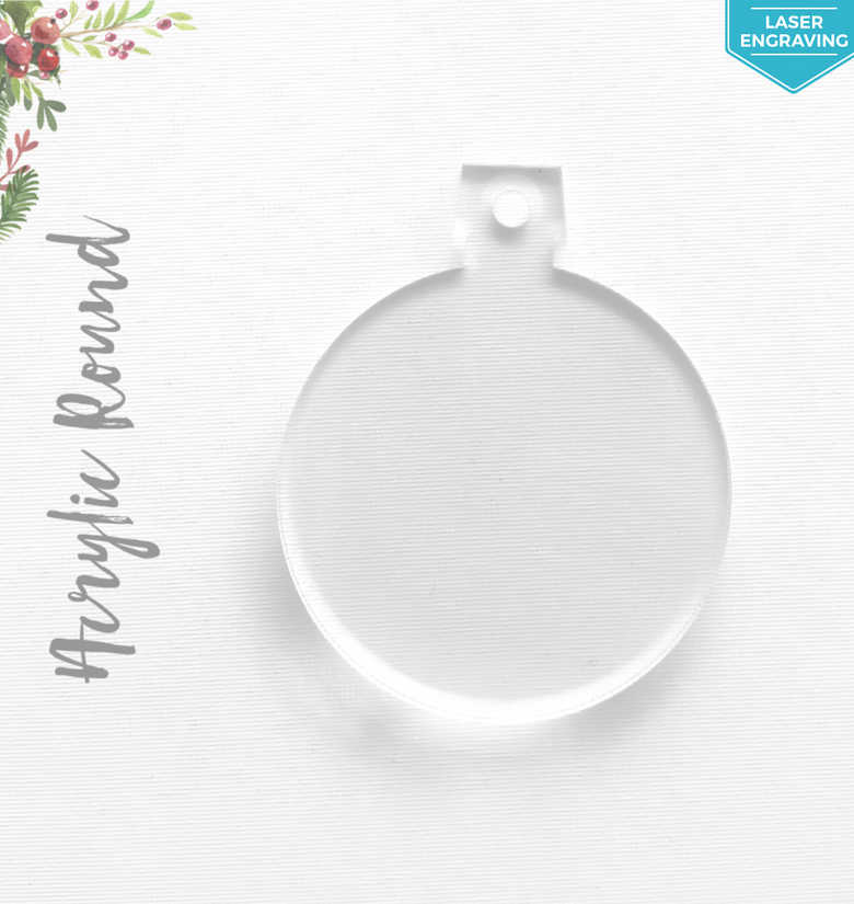 Laser Engraving Acrylic Christmas Ornaments Round