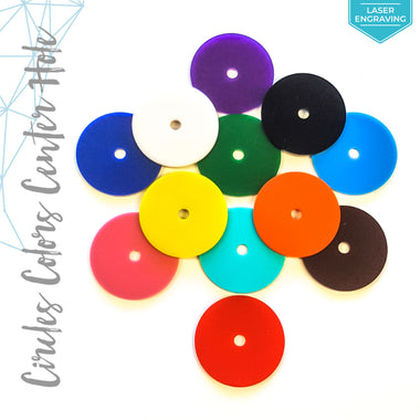 Laser Engraving Acrylic Circle Colors With 1/4" Center Hole (Package.Price)