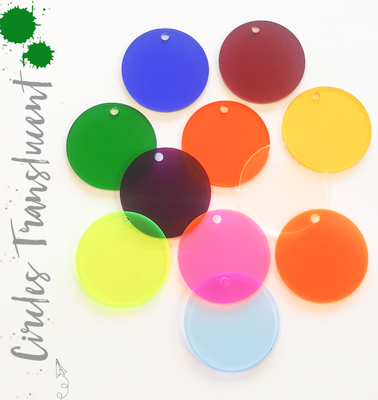 Acrylic Circle Translucent Colors With hole (Package.Price)