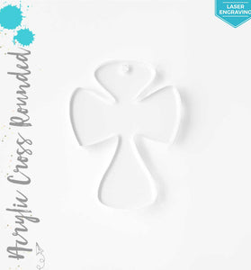 Laser Engraving Acrylic Keychains Cross Rounded