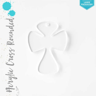 Laser Engraving Acrylic Keychains Cross Rounded
