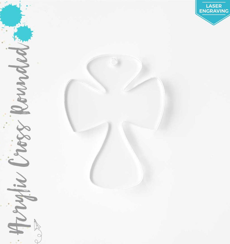 Laser Engraving Acrylic Keychains Cross Rounded