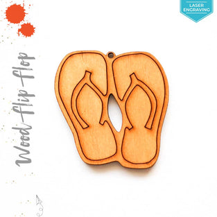 Laser Engraving Wood Keychain Flip Flop Pair (Package.Price)