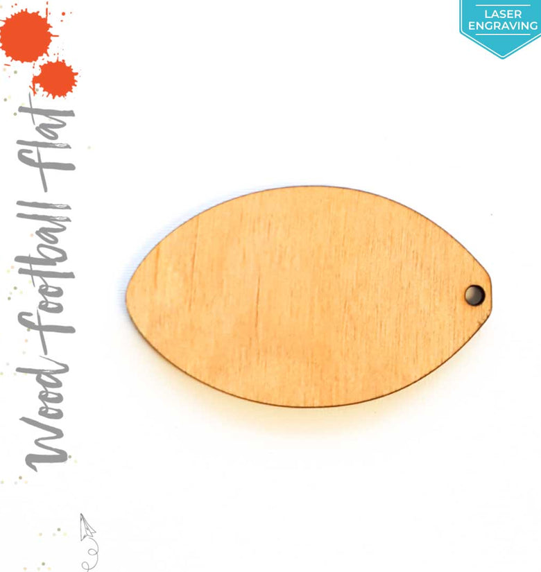 Laser Engraving Wood Keychain Football Flat (Package.Price)