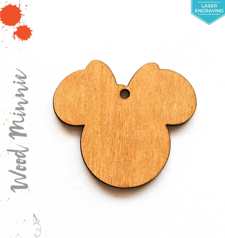 Laser Engraving Wood Keychain Mouse Head with Ribbon (Package.Price)