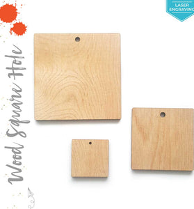 Laser Engraving Wood Square 3/16" Thick With Hole (Package.Price)