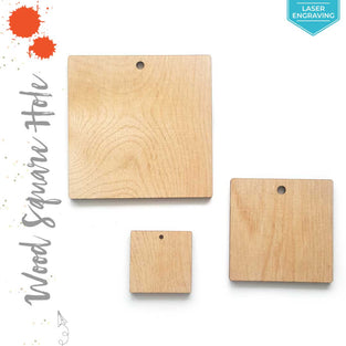 Laser Engraving Wood Square 3/16" Thick With Hole (Package.Price)
