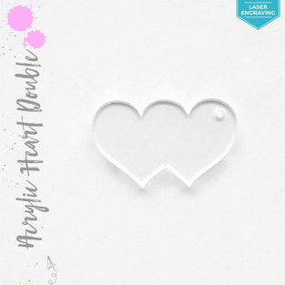 Laser Engraving Acrylic Keychains Heart Double