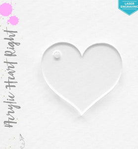 Laser Engraving Acrylic Keychains Heart Right Hole