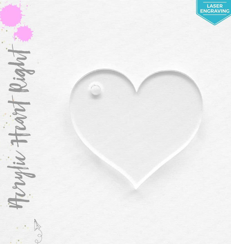 Laser Engraving Acrylic Keychains Heart Right Hole
