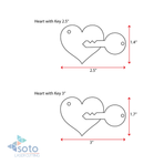 Acrylic Keychains Heart with Key