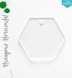Laser Engraving Acrylic Keychains Horizontal Hexagon