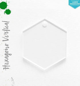 Laser Engraving Acrylic Keychains Vertical Hexagon