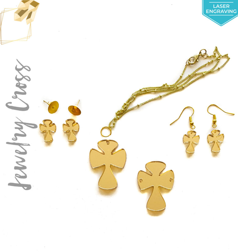 Laser Engraving Acrylic Jewelry Cross Rounded