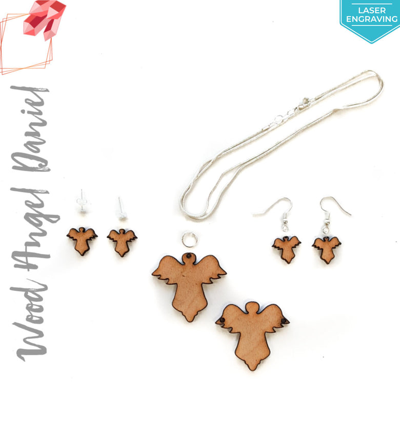 Laser Engraving Wood Jewelry Angel Daniel (Package.Price)