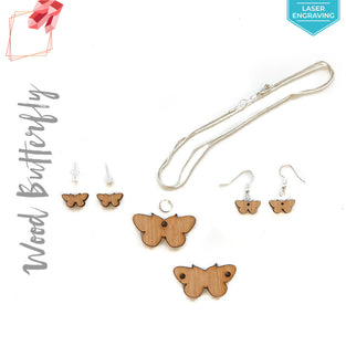 Laser Engraving Wood Jewelry Butterfly (Package.Price)