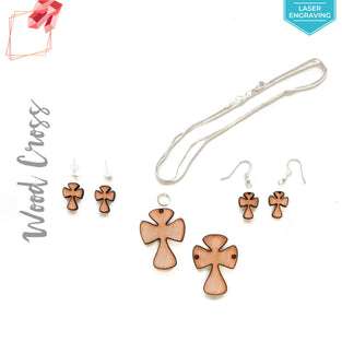 Laser Engraving Wood Jewelry Cross Rounded (Package.Price)
