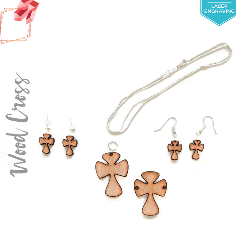 Laser Engraving Wood Jewelry Cross Rounded (Package.Price)