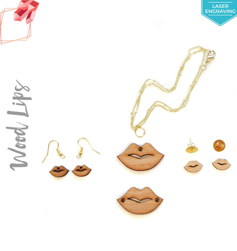 Laser Engraving Wood Jewelry Lips (Package.Price)