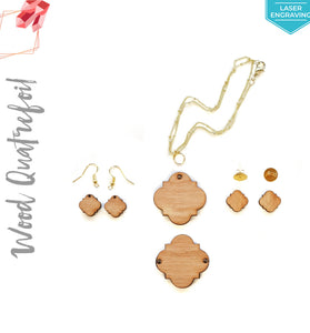 Laser Engraving Wood Jewelry Quatrefoil (Package.Price)