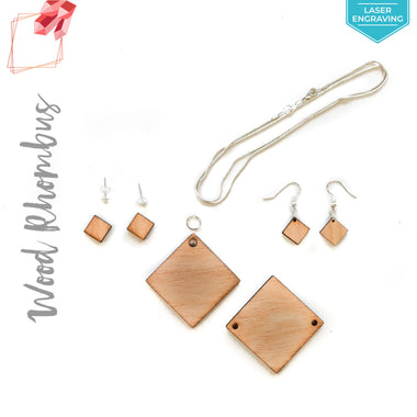 Laser Engraving Wood Jewelry Rhombus (Package.Price)