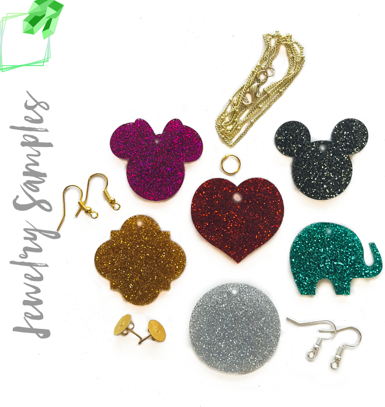 Acrylic Glitter Jewelry Samples (Pack 24 Units)