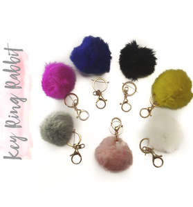 Key Ring Rabbit fur ball pompom (Package.Price)