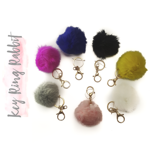 Key Ring Rabbit fur ball pompom (Package.Price)