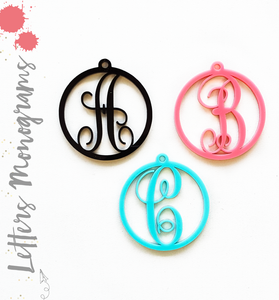 Acrylic Monograms Keychain Letters Circle