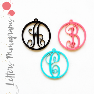 Acrylic Monograms Keychain Letters Circle